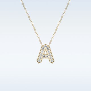 Customized A Shaped Moissanite Necklace – 0.22 CT Round Cut in 14K/18K Gold