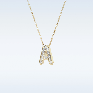 Customized A Shaped Moissanite Necklace – 0.22 CT Round Cut in 14K/18K Gold