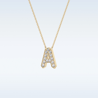 Customized A Shaped Moissanite Necklace – 0.22 CT Round Cut in 14K/18K Gold