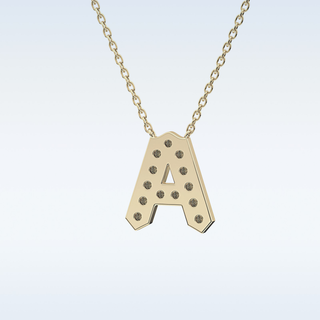 Customized A Shaped Moissanite Necklace – 0.22 CT Round Cut in 14K/18K Gold