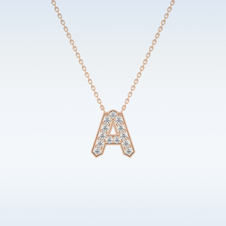 Customized A Shaped Moissanite Necklace – 0.22 CT Round Cut in 14K/18K Gold