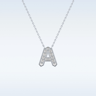 Customized A Shaped Moissanite Necklace – 0.22 CT Round Cut in 14K/18K Gold
