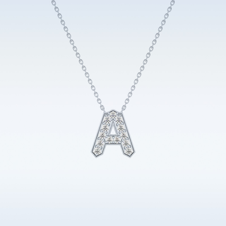 Customized A Shaped Moissanite Necklace – 0.22 CT Round Cut in 14K/18K Gold