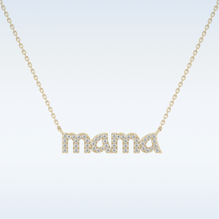 Customized Mama Shaped Moissanite Necklace – 0.17 CT Round Cut in 14K/18K Gold
