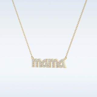 Customized Mama Shaped Moissanite Necklace – 0.17 CT Round Cut in 14K/18K Gold