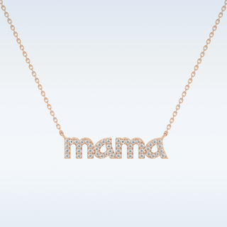 Customized Mama Shaped Moissanite Necklace – 0.17 CT Round Cut in 14K/18K Gold