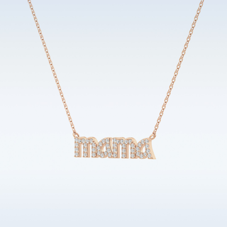 Customized Mama Shaped Moissanite Necklace – 0.17 CT Round Cut in 14K/18K Gold