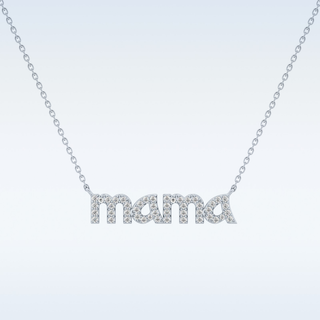 Customized Mama Shaped Moissanite Necklace – 0.17 CT Round Cut in 14K/18K Gold