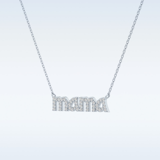 Customized Mama Shaped Moissanite Necklace – 0.17 CT Round Cut in 14K/18K Gold