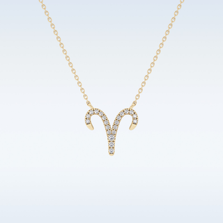 Customized Aries Shaped Moissanite Necklace – 0.09 CT Round Cut in 14K/18K Gold
