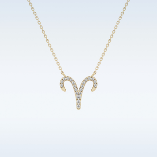 Customized Aries Shaped Moissanite Necklace – 0.09 CT Round Cut in 14K/18K Gold