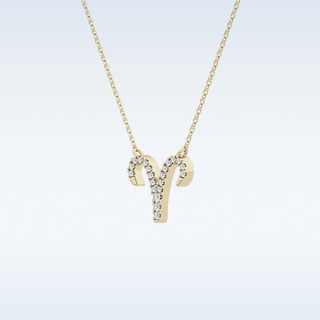 Customized Aries Shaped Moissanite Necklace – 0.09 CT Round Cut in 14K/18K Gold