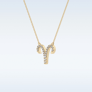 Customized Aries Shaped Moissanite Necklace – 0.09 CT Round Cut in 14K/18K Gold