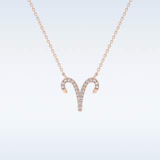 Customized Aries Shaped Moissanite Necklace – 0.09 CT Round Cut in 14K/18K Gold
