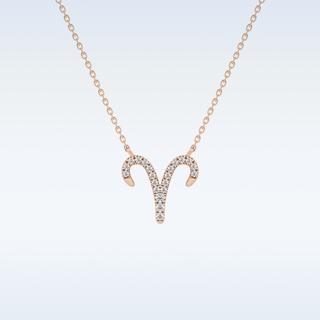 Customized Aries Shaped Moissanite Necklace – 0.09 CT Round Cut in 14K/18K Gold