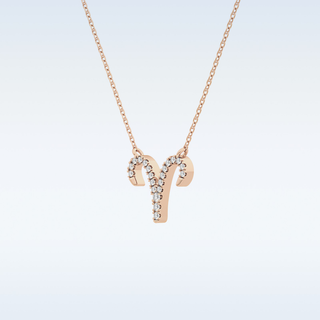Customized Aries Shaped Moissanite Necklace – 0.09 CT Round Cut in 14K/18K Gold