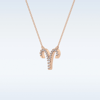 Customized Aries Shaped Moissanite Necklace – 0.09 CT Round Cut in 14K/18K Gold