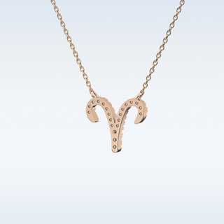 Customized Aries Shaped Moissanite Necklace – 0.09 CT Round Cut in 14K/18K Gold