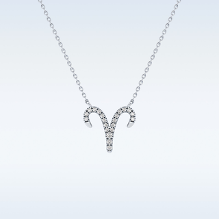 Customized Aries Shaped Moissanite Necklace – 0.09 CT Round Cut in 14K/18K Gold
