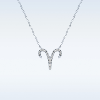 Customized Aries Shaped Moissanite Necklace – 0.09 CT Round Cut in 14K/18K Gold