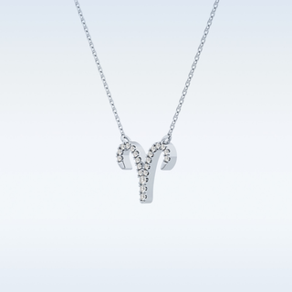 Customized Aries Shaped Moissanite Necklace – 0.09 CT Round Cut in 14K/18K Gold