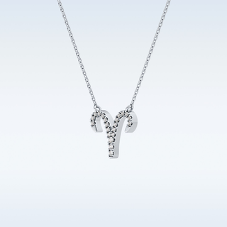 Customized Aries Shaped Moissanite Necklace – 0.09 CT Round Cut in 14K/18K Gold
