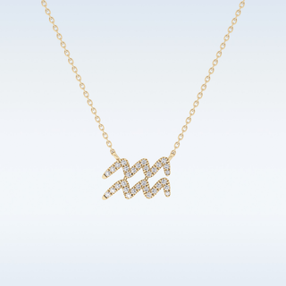 Customized Aquarius Shaped Moissanite Necklace – 0.11 CT Round Cut in 14K/18K Gold