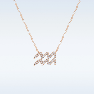 Customized Aquarius Shaped Moissanite Necklace – 0.11 CT Round Cut in 14K/18K Gold