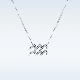 Customized Aquarius Shaped Moissanite Necklace – 0.11 CT Round Cut in 14K/18K Gold