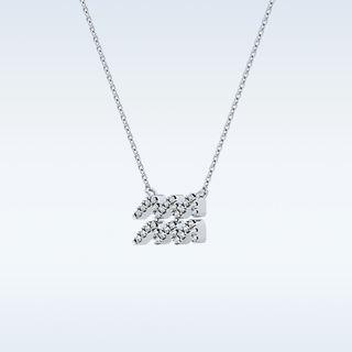 Customized Aquarius Shaped Moissanite Necklace – 0.11 CT Round Cut in 14K/18K Gold