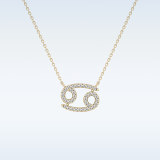 Customized Cancer Shaped Moissanite Necklace – 0.17 CT Round Cut in 14K/18K Gold