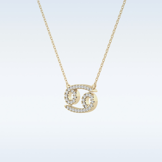 Customized Cancer Shaped Moissanite Necklace – 0.17 CT Round Cut in 14K/18K Gold