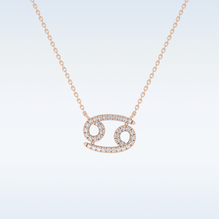 Customized Cancer Shaped Moissanite Necklace – 0.17 CT Round Cut in 14K/18K Gold
