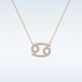 Customized Cancer Shaped Moissanite Necklace – 0.17 CT Round Cut in 14K/18K Gold