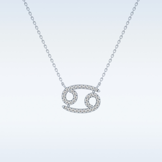 Customized Cancer Shaped Moissanite Necklace – 0.17 CT Round Cut in 14K/18K Gold