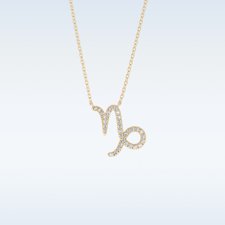 Customized Capricon Shaped Moissanite Necklace – 0.10 CT Round Cut in 14K/18K Gold