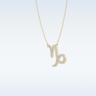 Customized Capricon Shaped Moissanite Necklace – 0.10 CT Round Cut in 14K/18K Gold