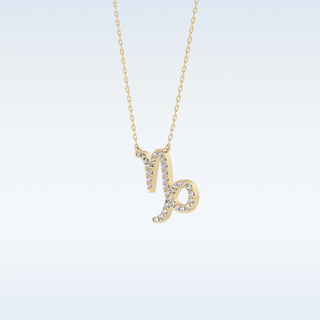 Customized Capricon Shaped Moissanite Necklace – 0.10 CT Round Cut in 14K/18K Gold