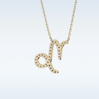 Customized Capricon Shaped Moissanite Necklace – 0.10 CT Round Cut in 14K/18K Gold