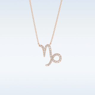 Customized Capricon Shaped Moissanite Necklace – 0.10 CT Round Cut in 14K/18K Gold