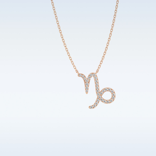Customized Capricon Shaped Moissanite Necklace – 0.10 CT Round Cut in 14K/18K Gold