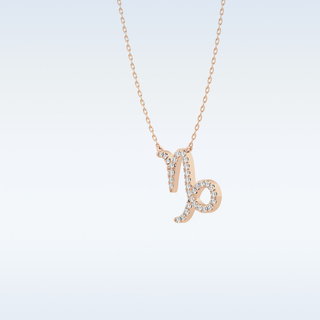 Customized Capricon Shaped Moissanite Necklace – 0.10 CT Round Cut in 14K/18K Gold