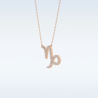 Customized Capricon Shaped Moissanite Necklace – 0.10 CT Round Cut in 14K/18K Gold