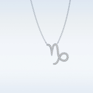 Customized Capricon Shaped Moissanite Necklace – 0.10 CT Round Cut in 14K/18K Gold
