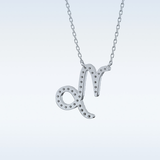 Customized Capricon Shaped Moissanite Necklace – 0.10 CT Round Cut in 14K/18K Gold
