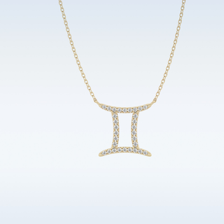 Customized Gemini Shaped Moissanite Necklace – 0.13 CT Round Cut in 14K/18K Gold