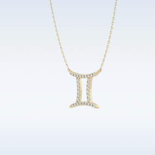 Customized Gemini Shaped Moissanite Necklace – 0.13 CT Round Cut in 14K/18K Gold