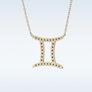 Customized Gemini Shaped Moissanite Necklace – 0.13 CT Round Cut in 14K/18K Gold