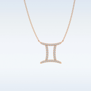 Customized Gemini Shaped Moissanite Necklace – 0.13 CT Round Cut in 14K/18K Gold
