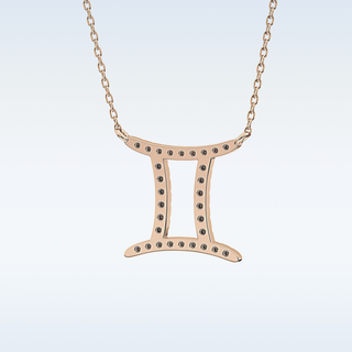 Customized Gemini Shaped Moissanite Necklace – 0.13 CT Round Cut in 14K/18K Gold